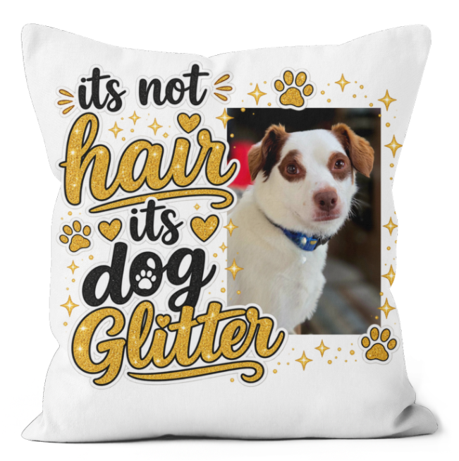 Additional view of Personalised Dog Glitter Double-Sided Pillow - Custom Dog Photo & Name