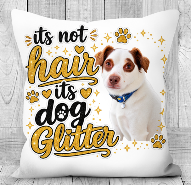 Additional view of Personalised Dog Glitter Double-Sided Pillow - Custom Dog Photo & Name