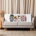 Rescued me collection Sherpa blanket on a sofa