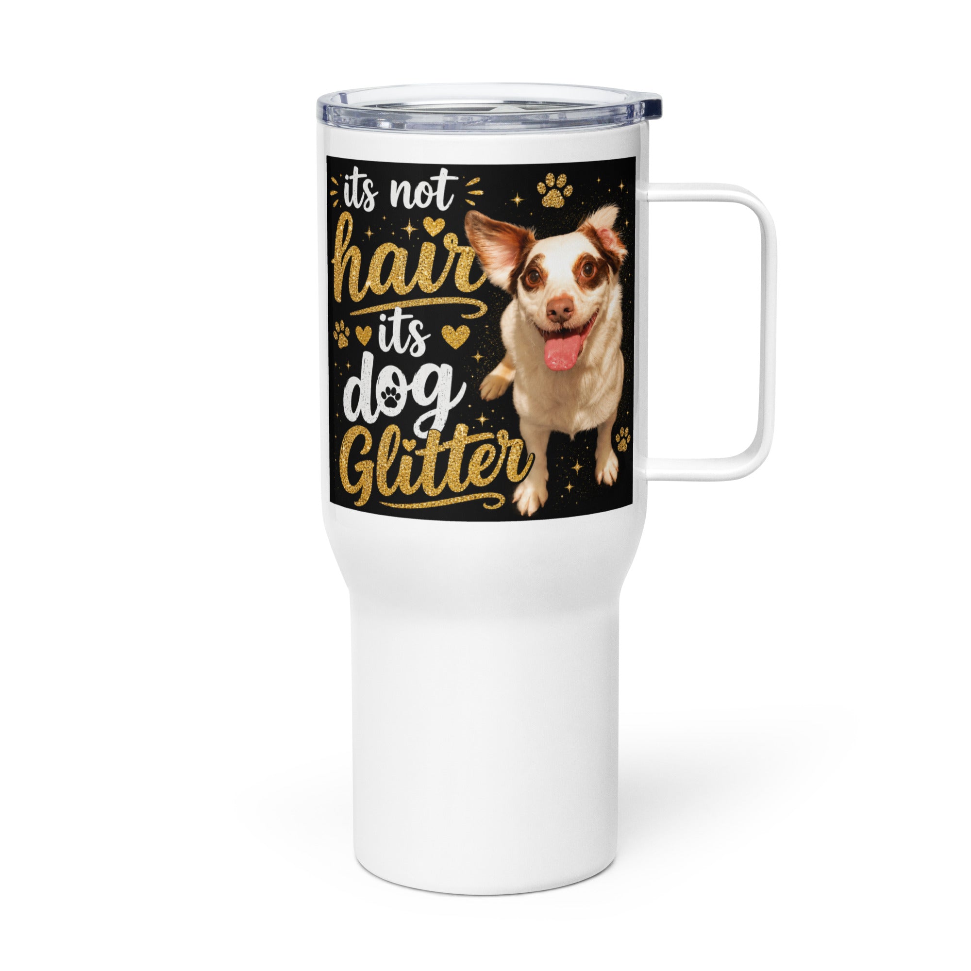 Dog Glitter Travel Mug with Handle – Funny Dog Lover Gift