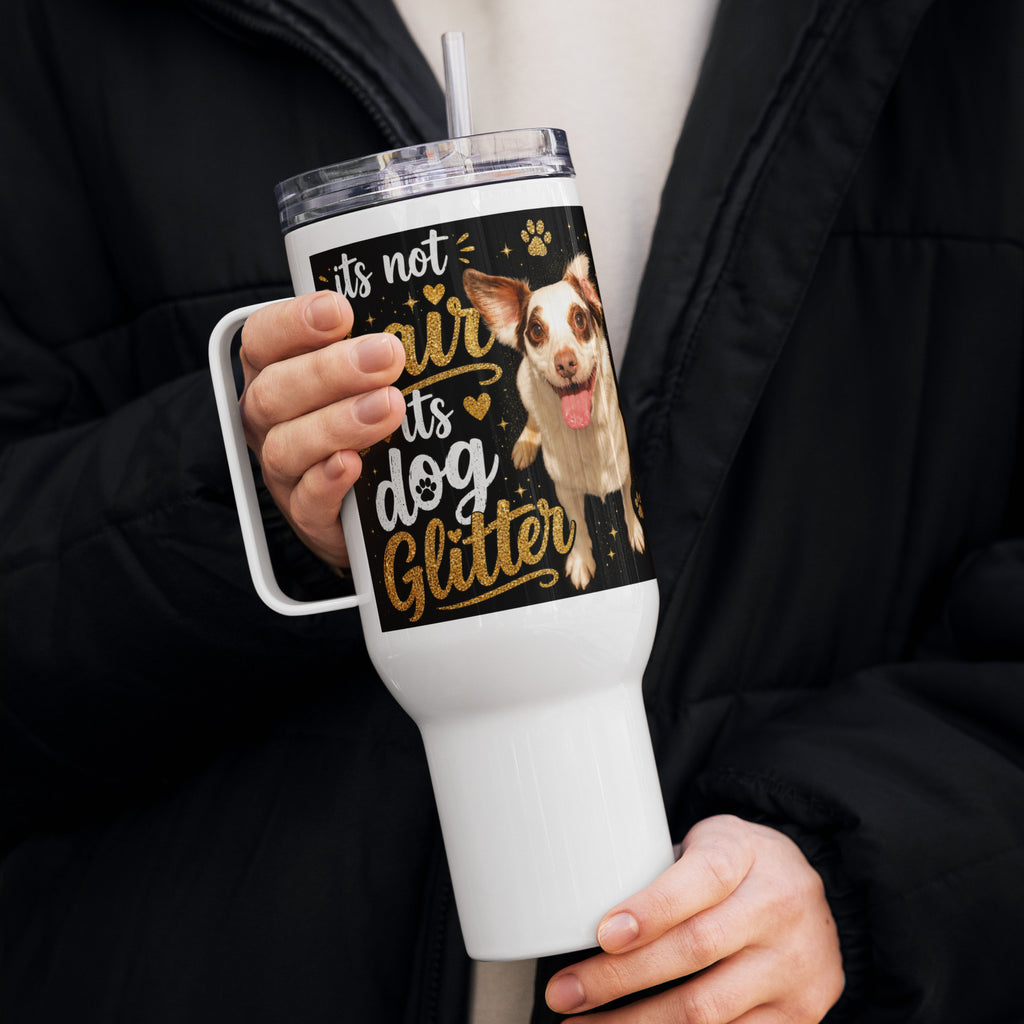 Dog Glitter Travel Mug with Handle – Funny Dog Lover Gift