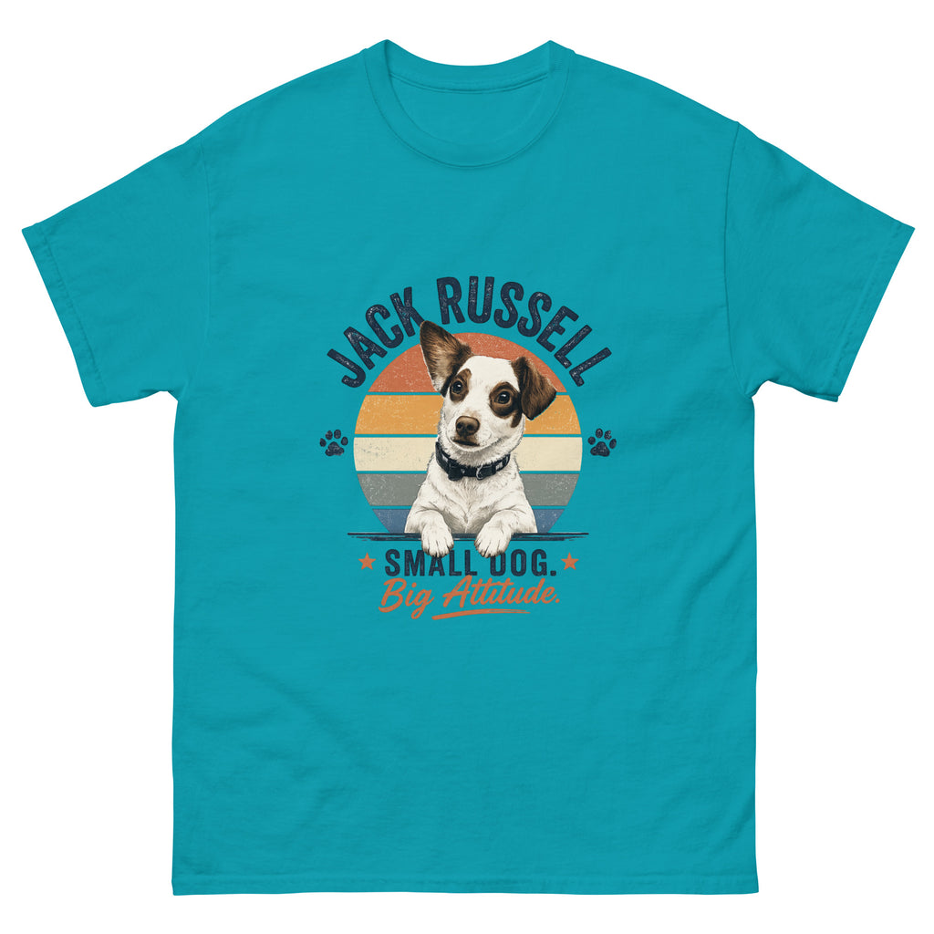 Tropical blue front view - Jack Russell Small Dog Big Attitude T-Shirt - Funny Gift for Dog Lovers