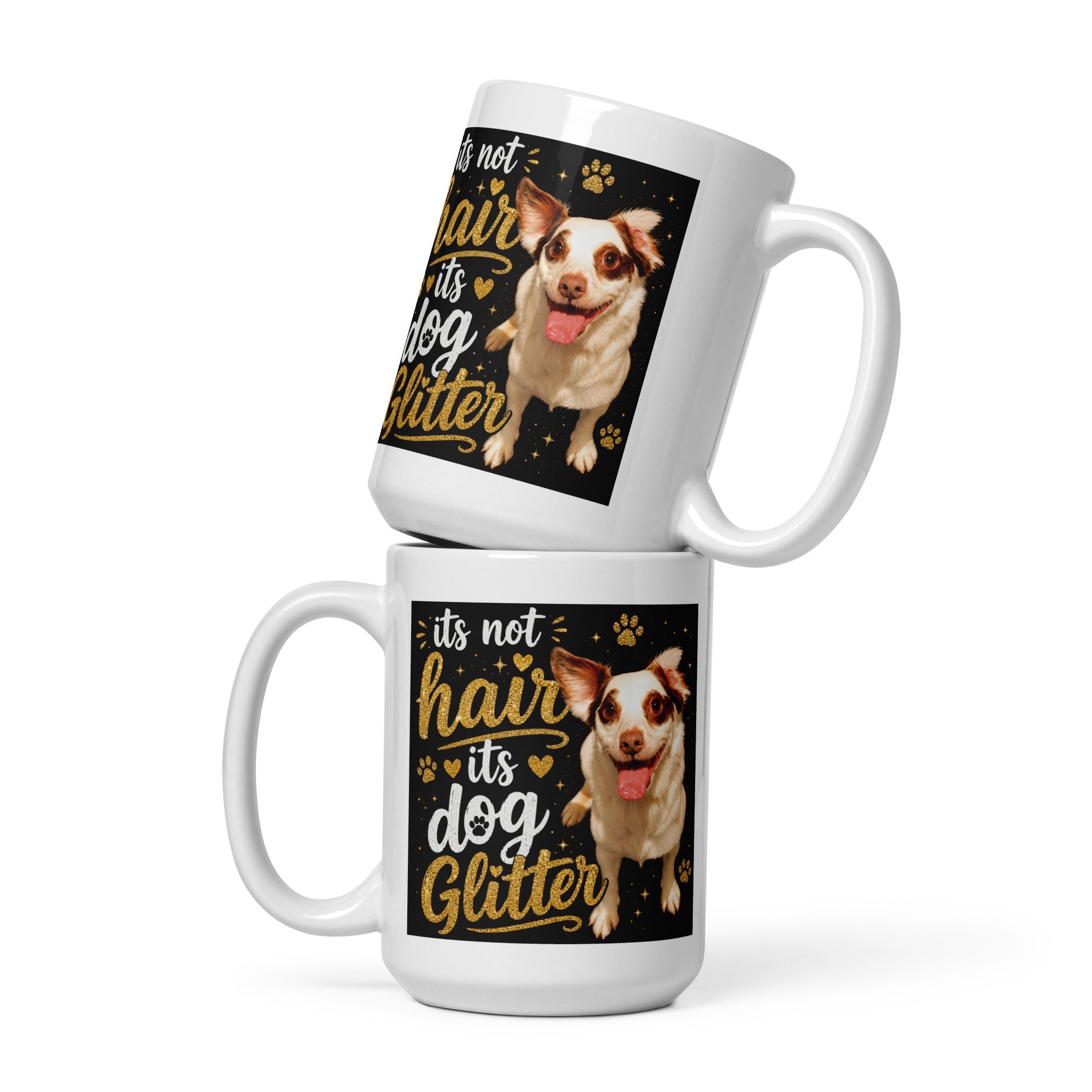 Dog Glitter White Mug – Funny Gift for Dog Lovers