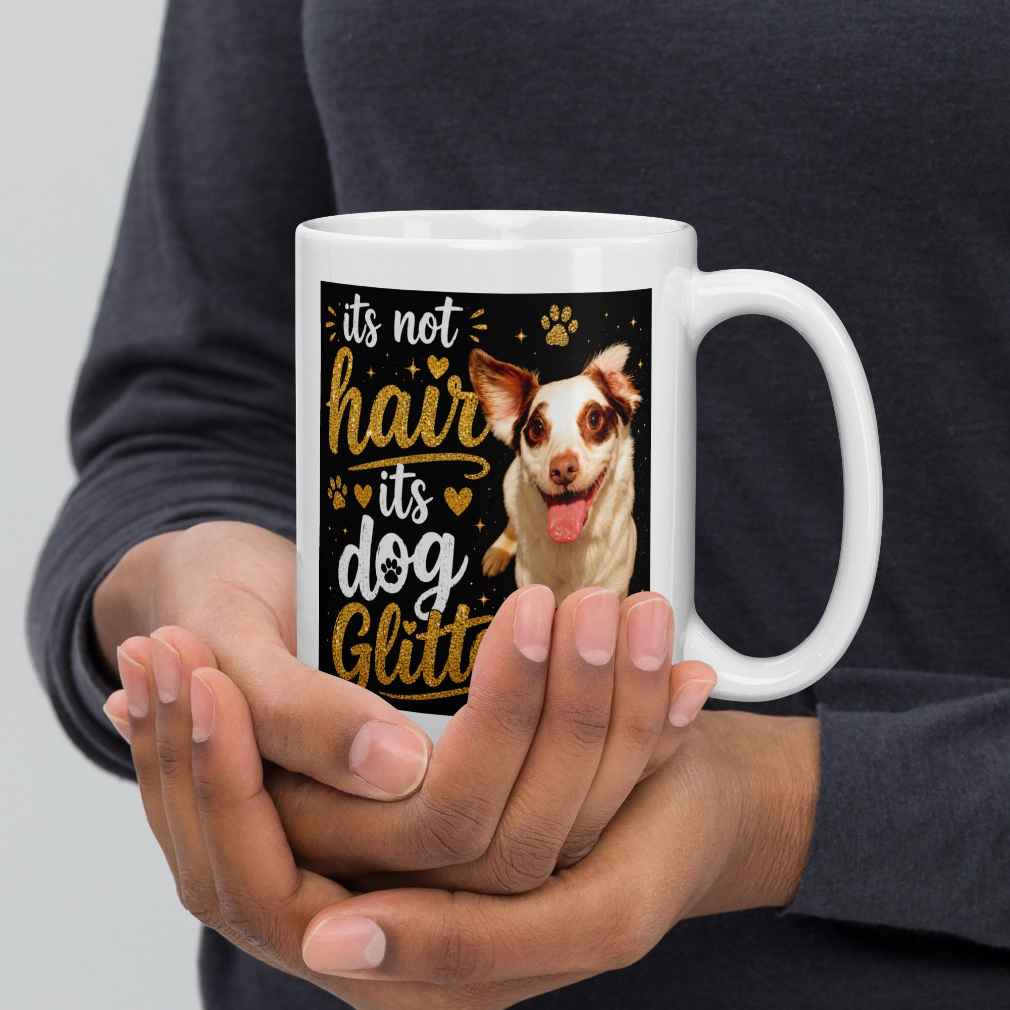 Dog Glitter White Mug – Funny Gift for Dog Lovers
